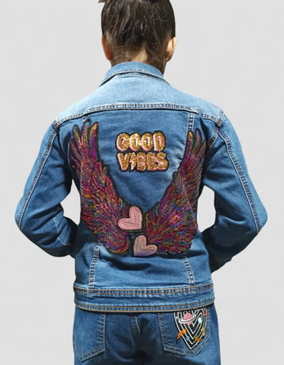 Chaqueta De Mezclilla Con Aplique De Lentejuelas Talla 10-12 1