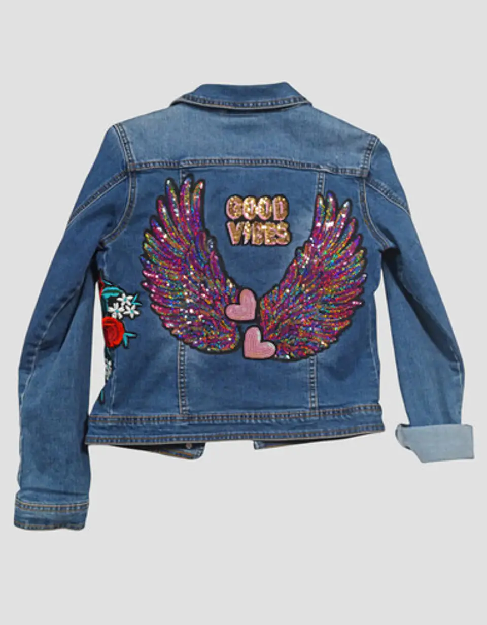 Chaqueta De Mezclilla Con Aplique De Lentejuelas Talla 10-12 5
