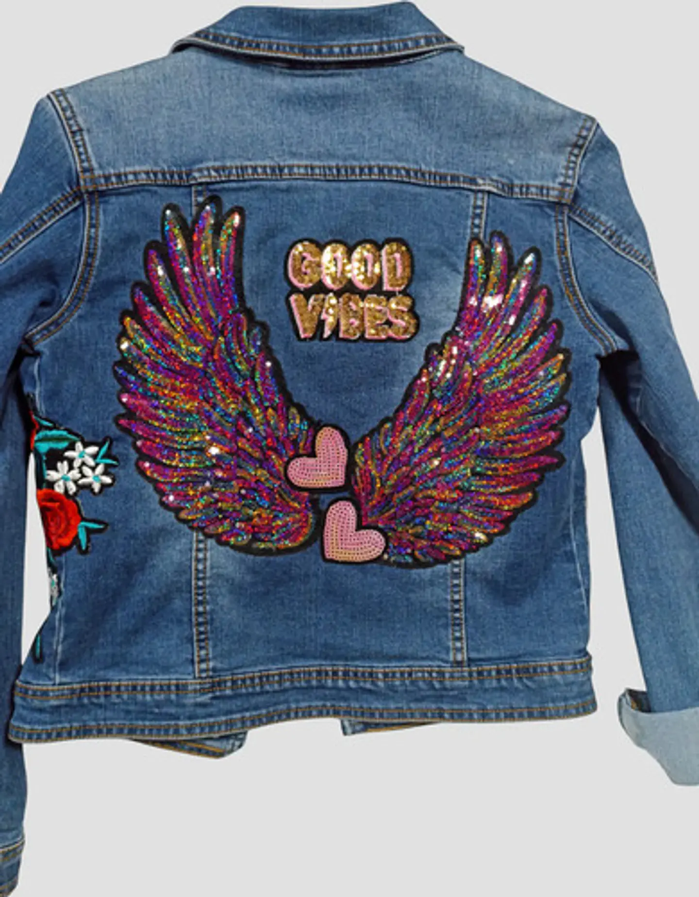Chaqueta De Mezclilla Con Aplique De Lentejuelas Talla 10-12 6