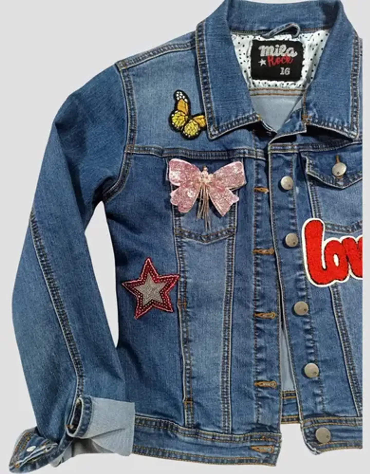 Chaqueta De Mezclilla Con Aplique De Lentejuelas Talla 10-12 9