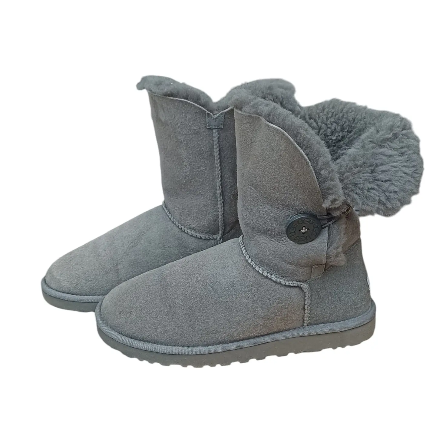 Bota UGG Bailey Button Gris Sheepskin - Talla 38 3