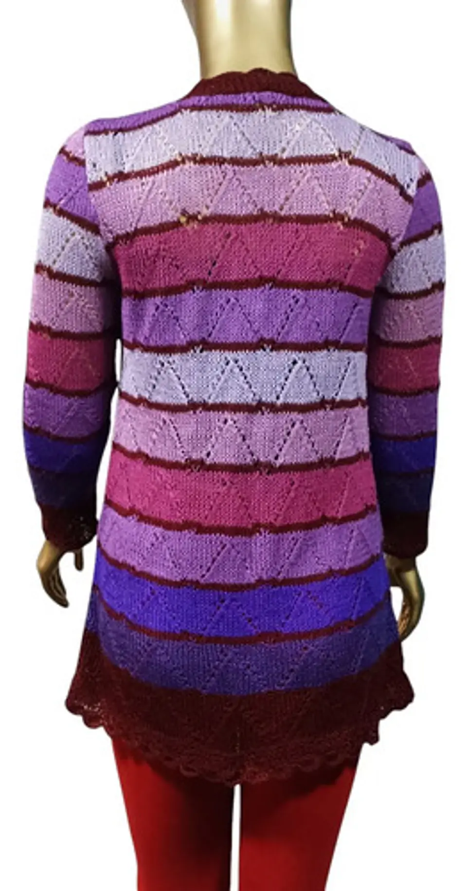 Cardigan De Hilo Tejido A Mano Talla M - L 4