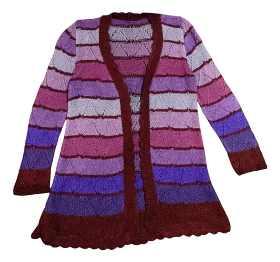 Cardigan De Hilo Tejido A Mano Talla M - L 6