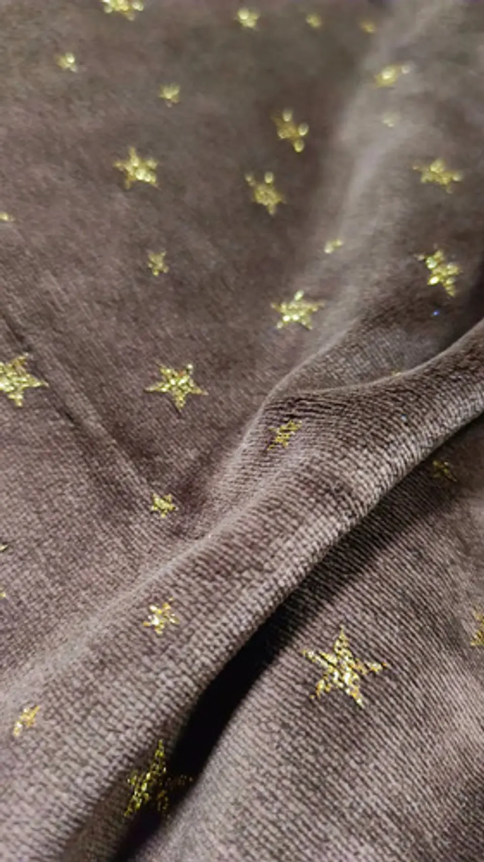 Tela Plush Stretch Marrón Estrellas Glitter - Corte 1 Metro 1
