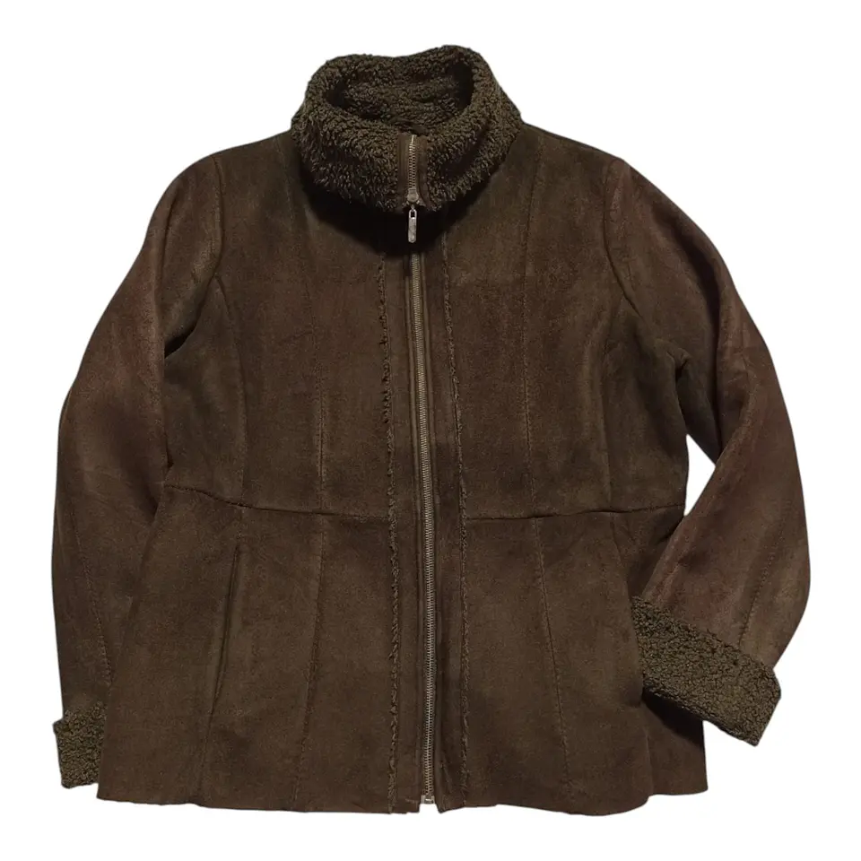 Chaqueta Gamulán Cuello Alto de Gamuza y Piel Sintética Talla L 6