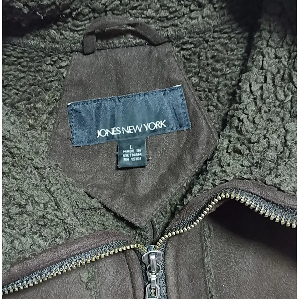 Chaqueta Gamulán Cuello Alto de Gamuza y Piel Sintética Talla L 8