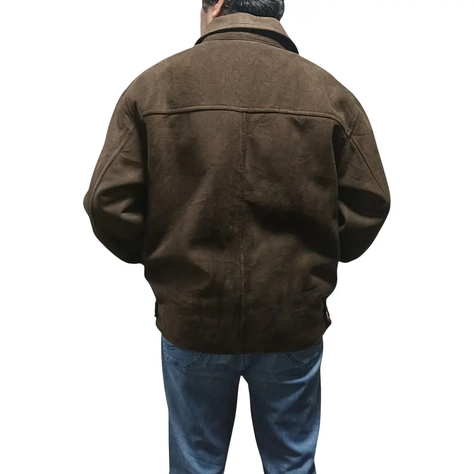 Chaqueta Forrada Impermeable De Gamuza Para Hombre Talla L 4