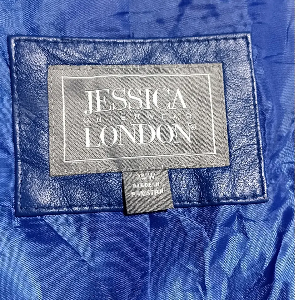 Chaqueta de Azul Cuero Genuino Jessica London Talla 2XL 8