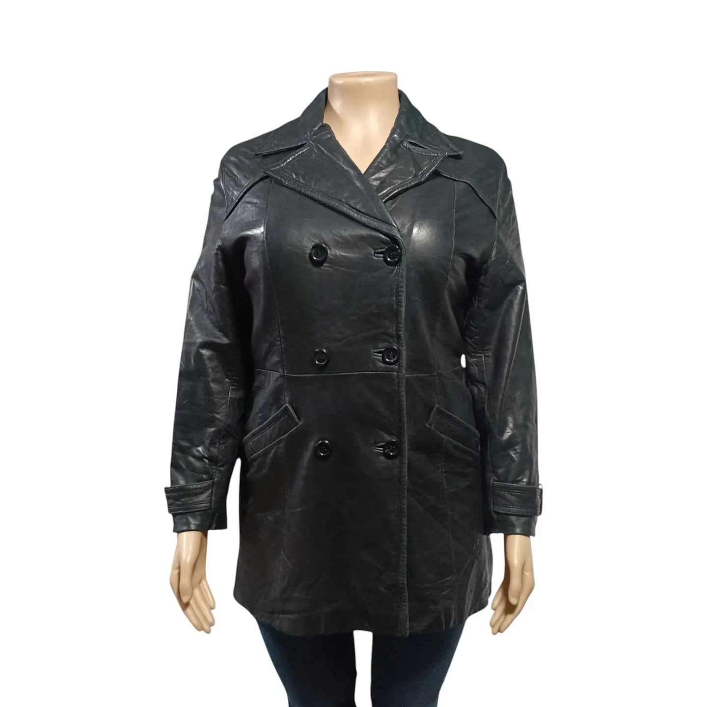 Gabardina Vintage De Cuero Genuino Enzo Angiolini - Talla L 3