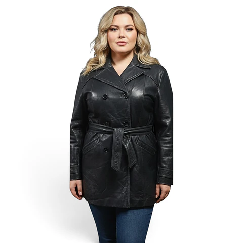 Gabardina Vintage De Cuero Genuino Enzo Angiolini - Talla L