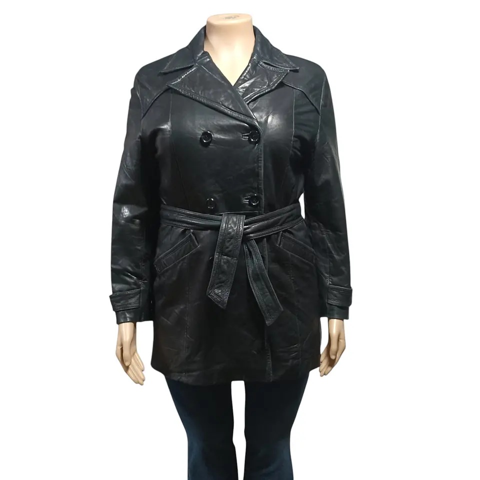 Gabardina Vintage De Cuero Genuino Enzo Angiolini - Talla L 2