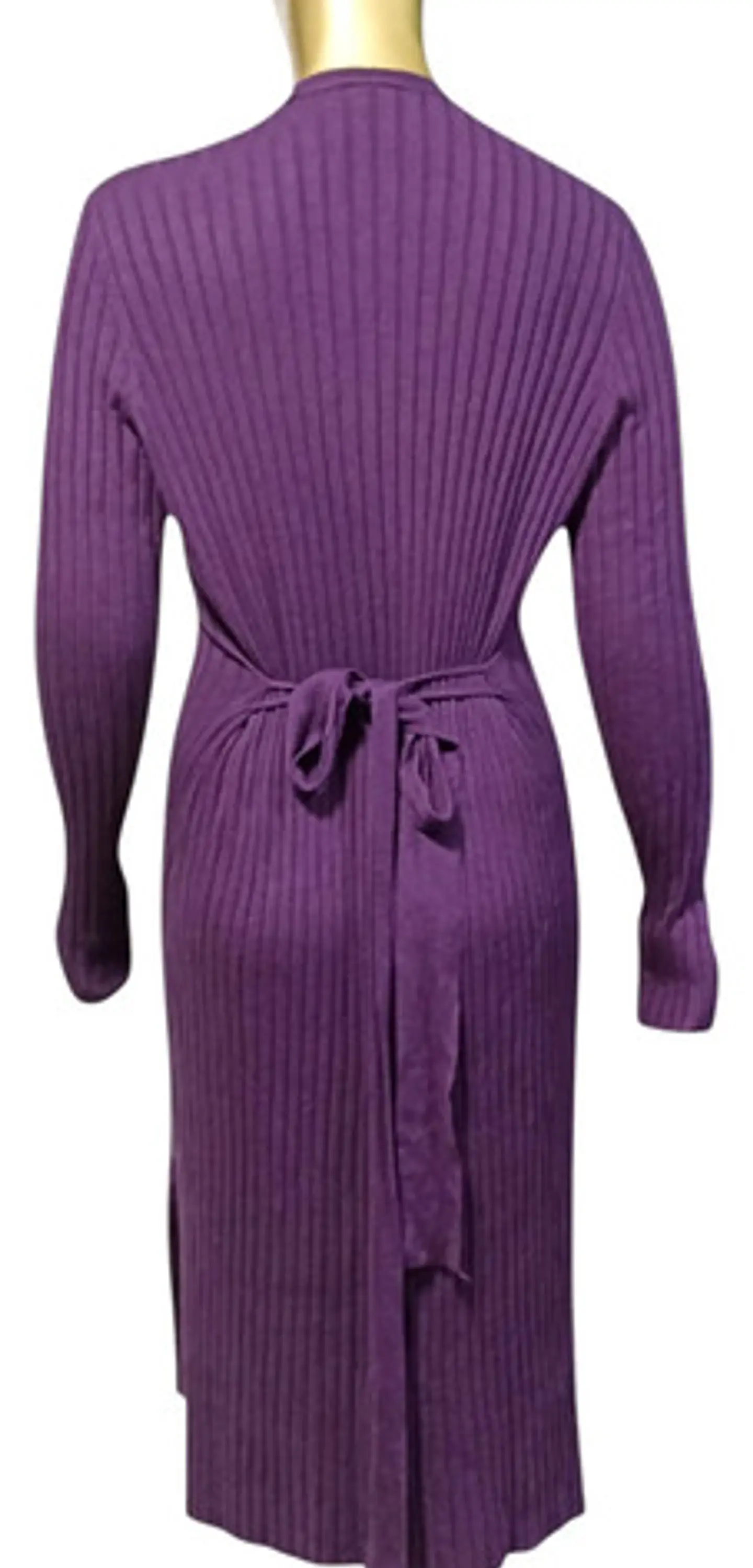 Cardigan Largo Acanalado Tipo Vestido Elegante - Talla L 6