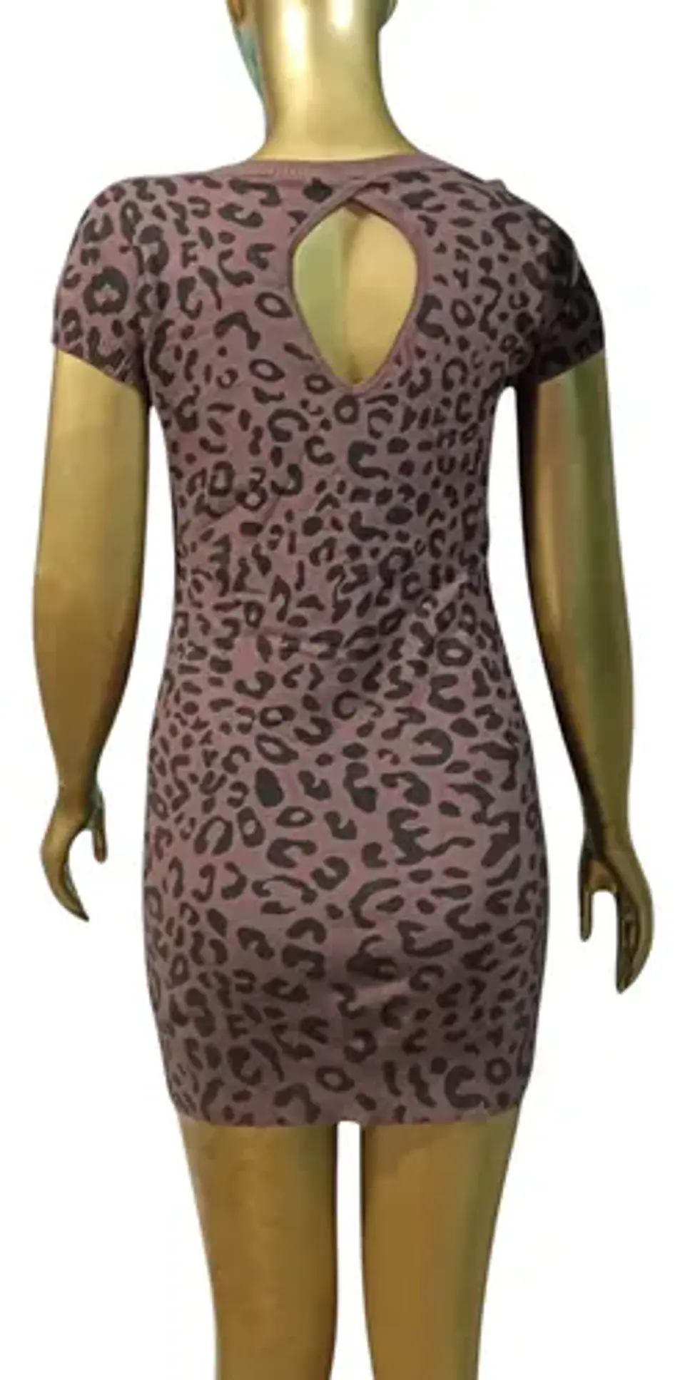 Mini Vestido Tejido Estampado Leopardo Manga Corta - Talla L 4