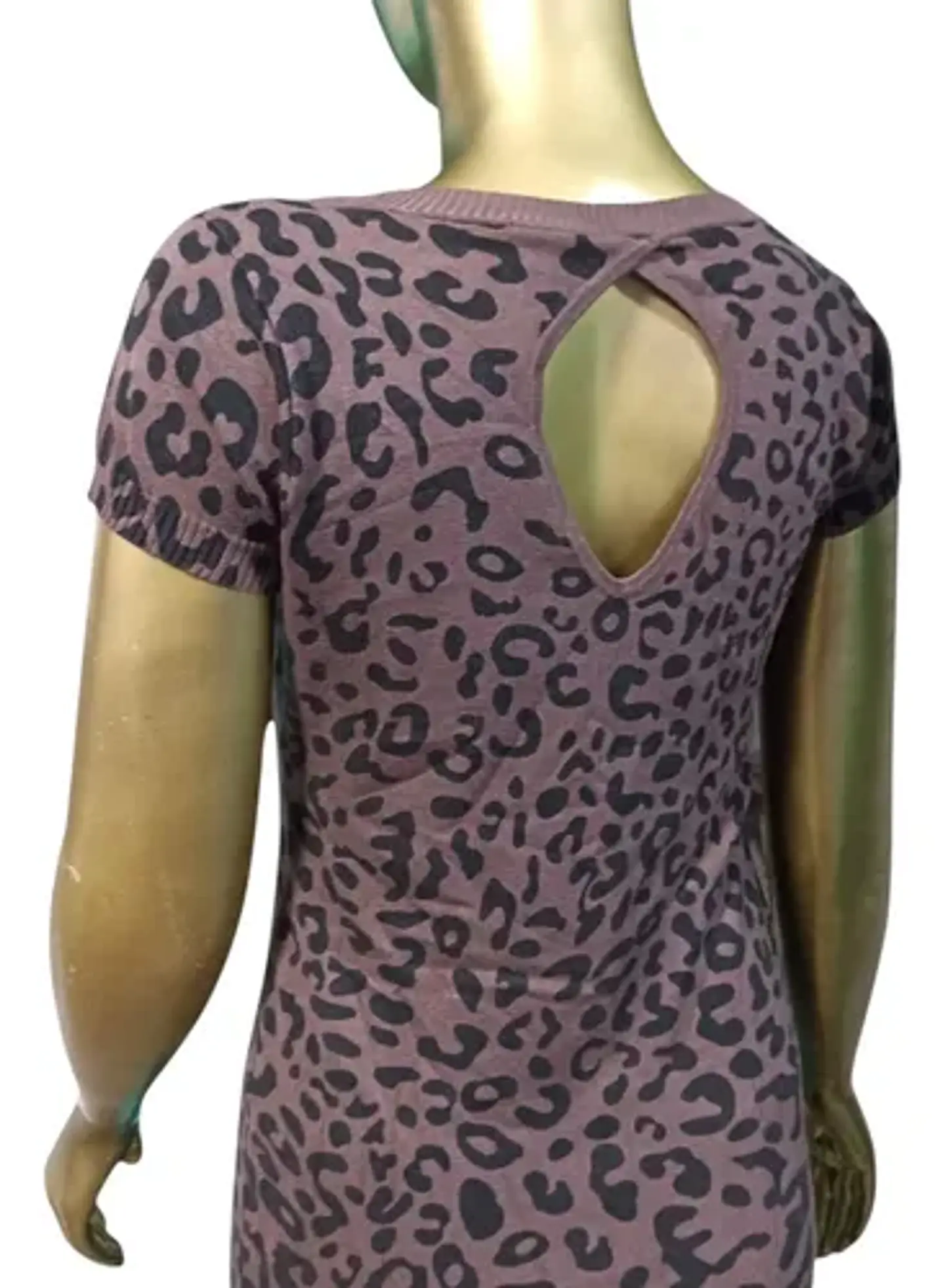 Mini Vestido Tejido Estampado Leopardo Manga Corta - Talla L 5