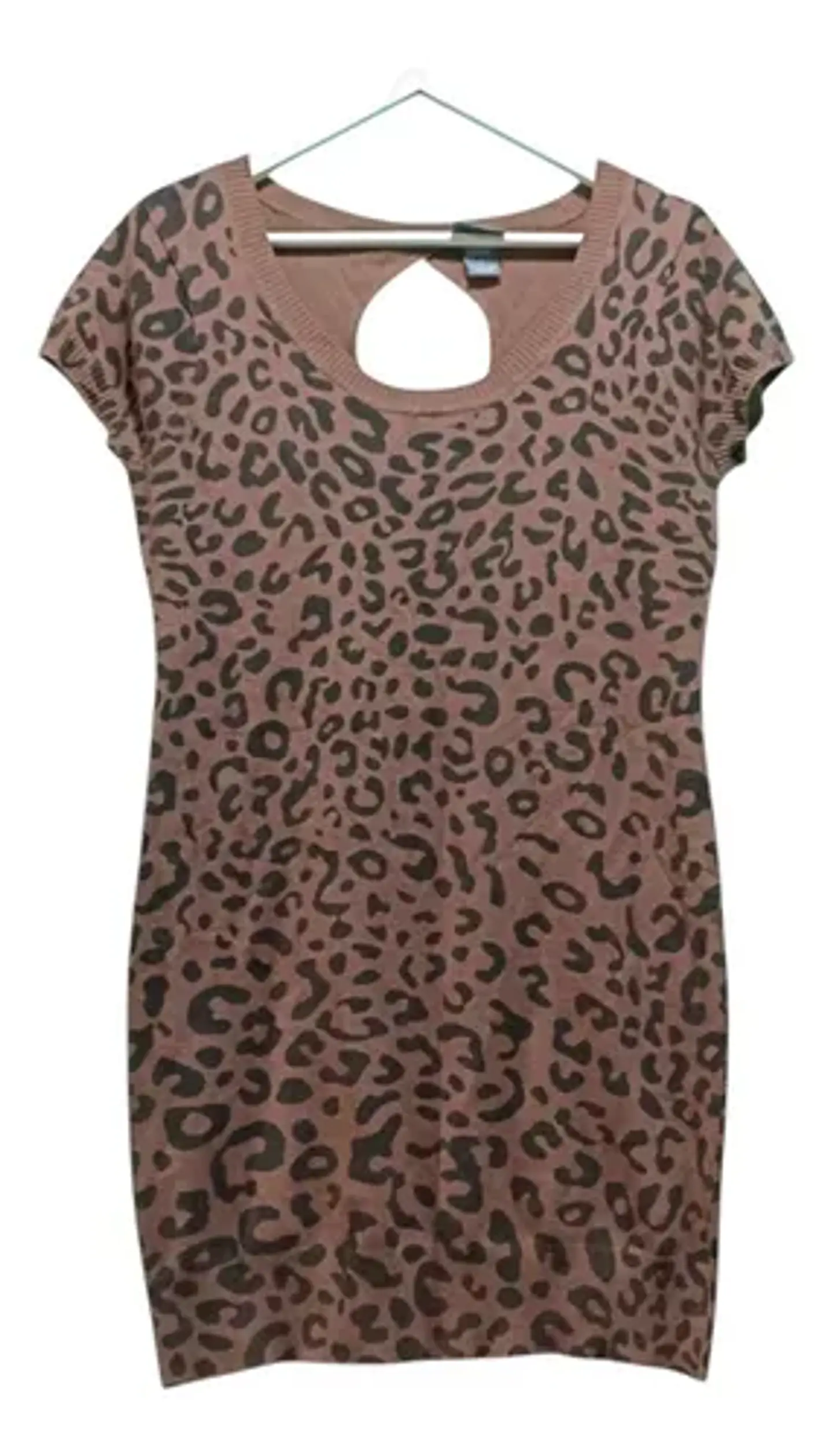 Mini Vestido Tejido Estampado Leopardo Manga Corta - Talla L 6
