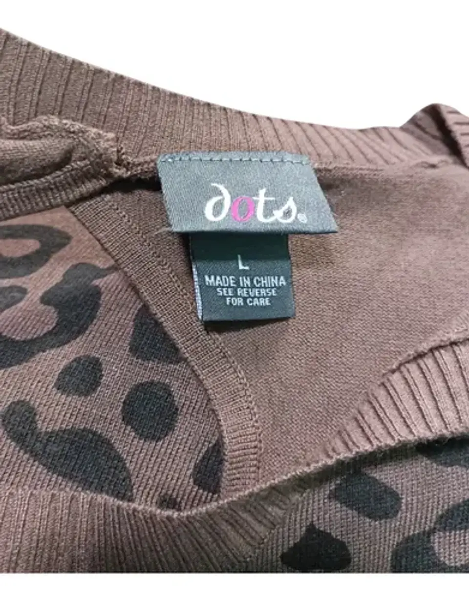 Mini Vestido Tejido Estampado Leopardo Manga Corta - Talla L 7