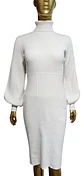 Vestido Blanco Midi Tejido De Cuello Alto Eva Mendes Talla L - Miniatura 2
