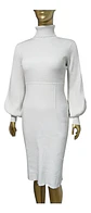 Vestido Blanco Midi Tejido De Cuello Alto Eva Mendes Talla L - Miniatura 3