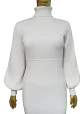 Vestido Blanco Midi Tejido De Cuello Alto Eva Mendes Talla L - Miniatura 4