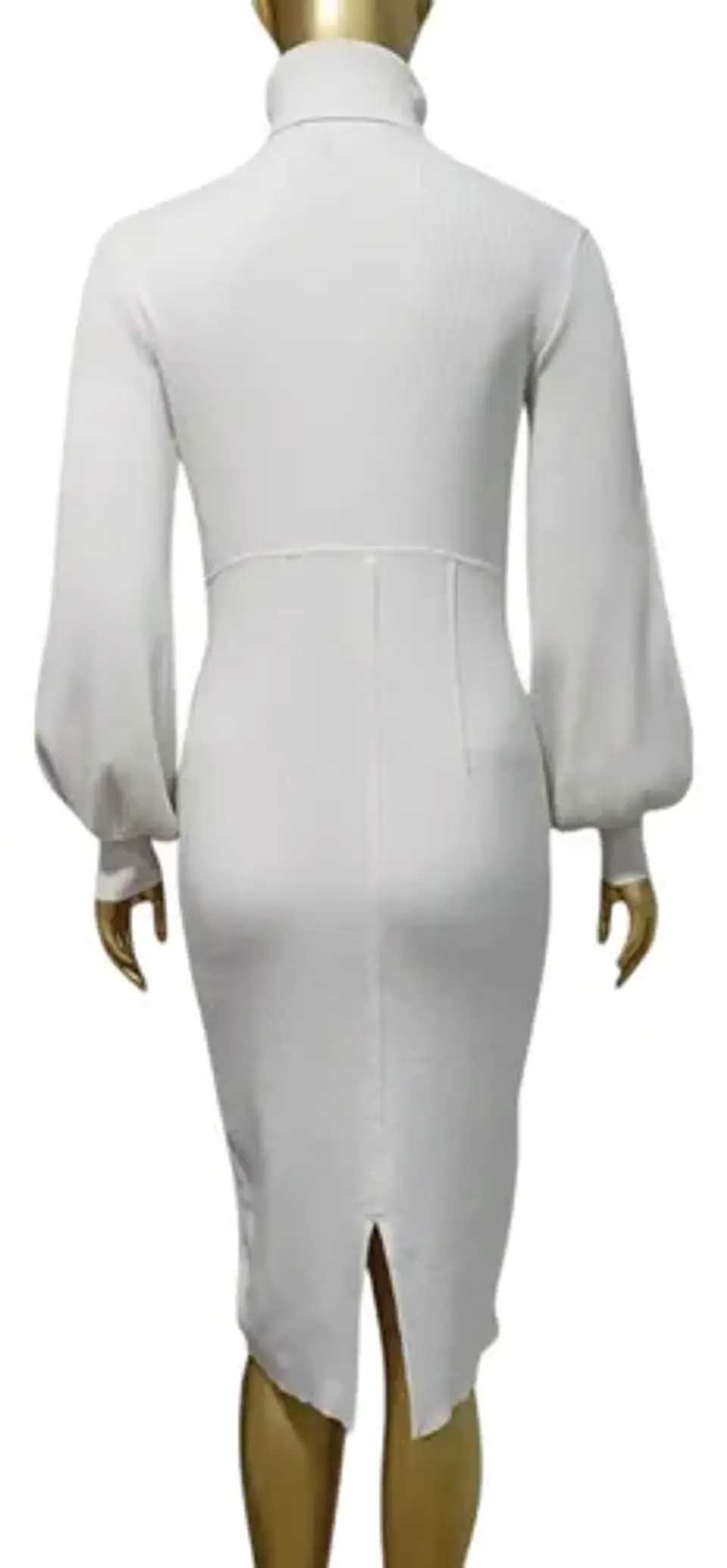 Vestido Blanco Midi Tejido De Cuello Alto Eva Mendes Talla L 5