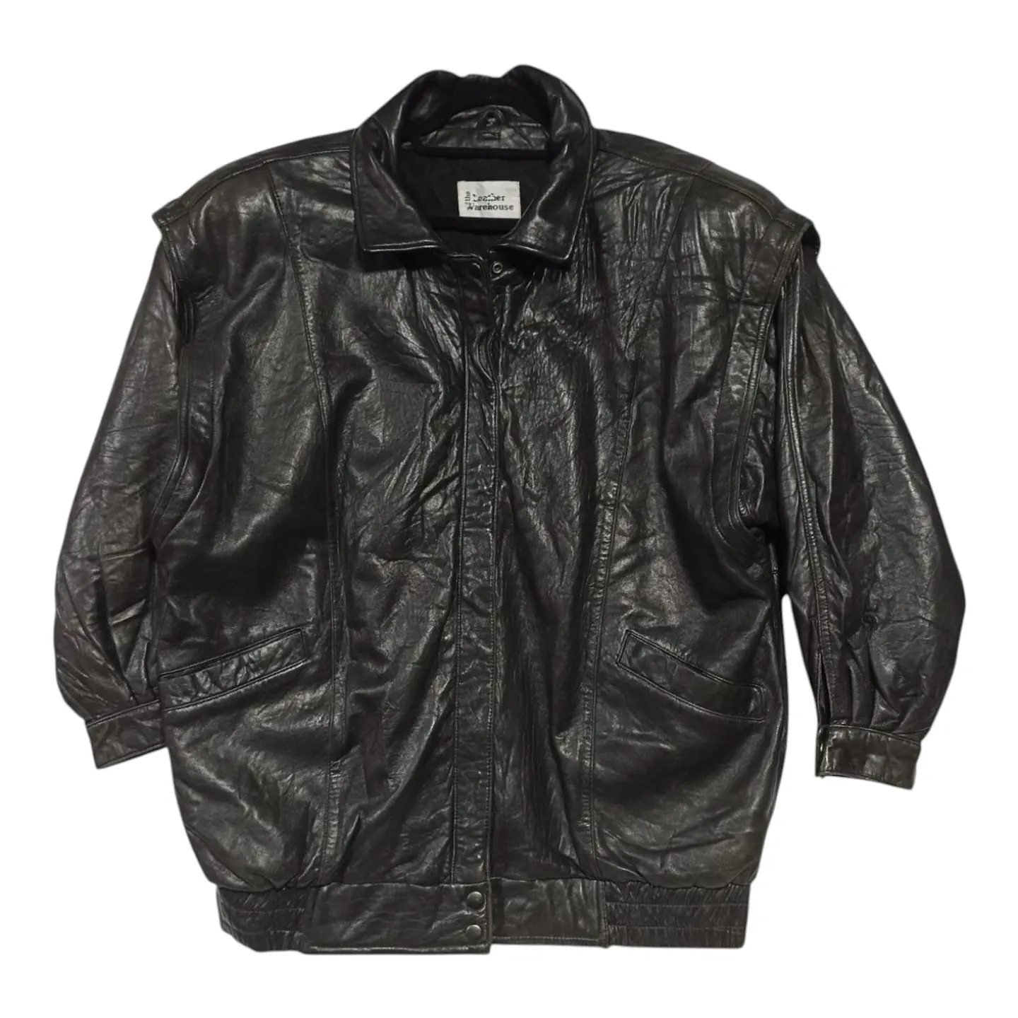Chaqueta Vintage de Cuero Genuino Unisex - Talla L Oversize 2