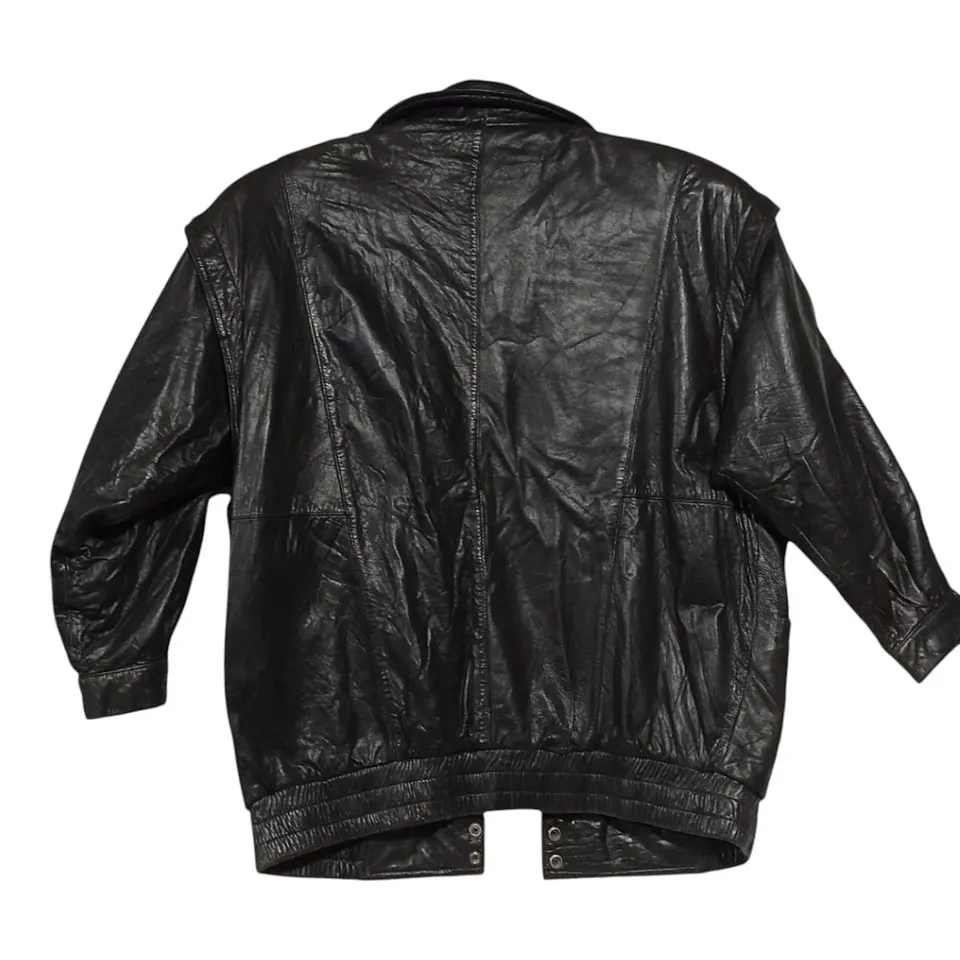 Chaqueta Vintage de Cuero Genuino Unisex - Talla L Oversize 4