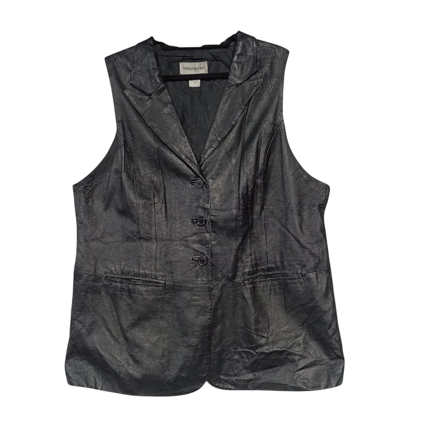 Chaqueta Vintage Sin Mangas de Cuero Genuino Talla 2XL - 3XL 2