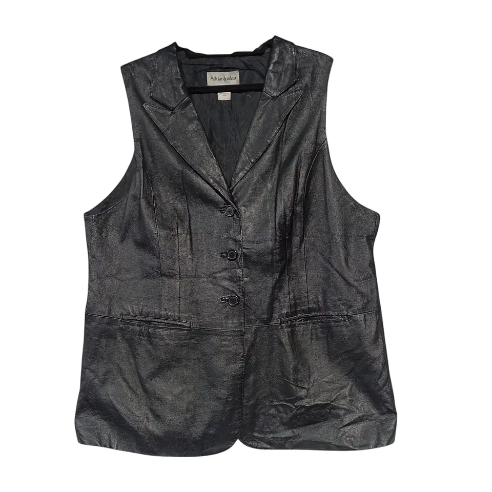 Chaqueta Vintage Sin Mangas de Cuero Genuino Talla 2XL - 3XL 2