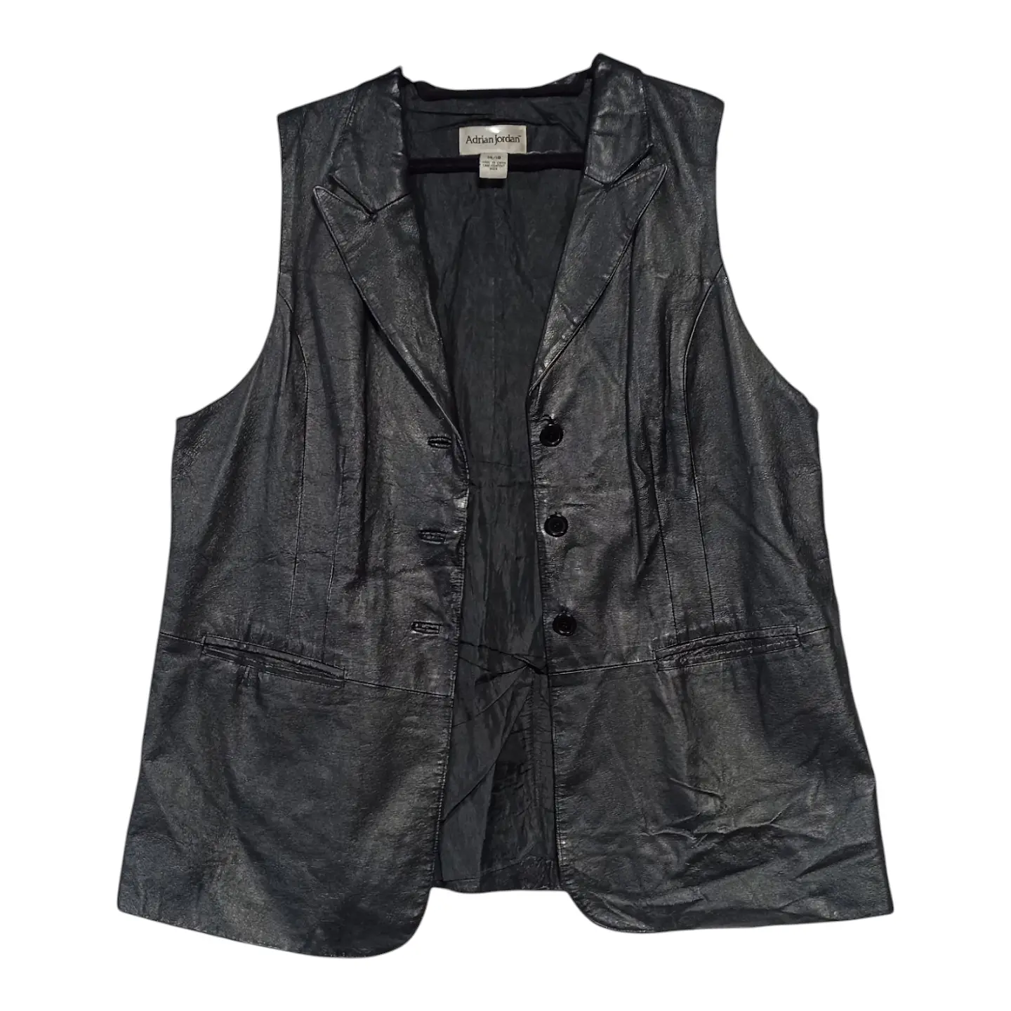 Chaqueta Vintage Sin Mangas de Cuero Genuino Talla 2XL - 3XL 3