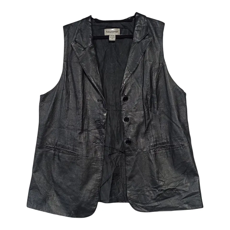 Chaqueta Vintage Sin Mangas de Cuero Genuino Talla 2XL - 3XL 3