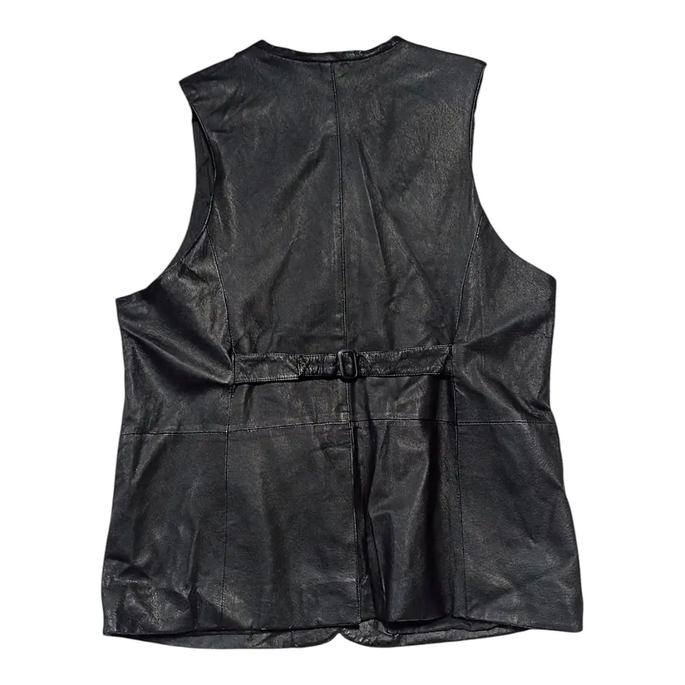 Chaqueta Vintage Sin Mangas de Cuero Genuino Talla 2XL - 3XL 4