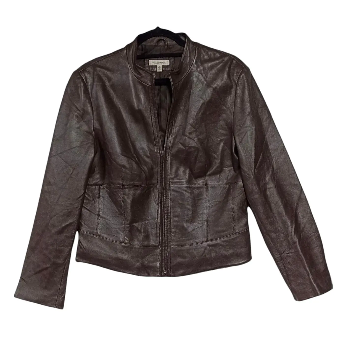 Chaqueta De Cuero Genuino Yvonne Marie - Talla L 6