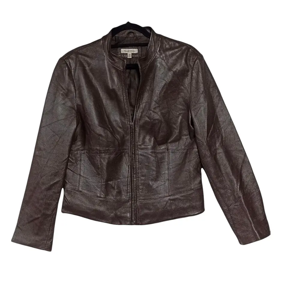 Chaqueta De Cuero Genuino Yvonne Marie - Talla L 6