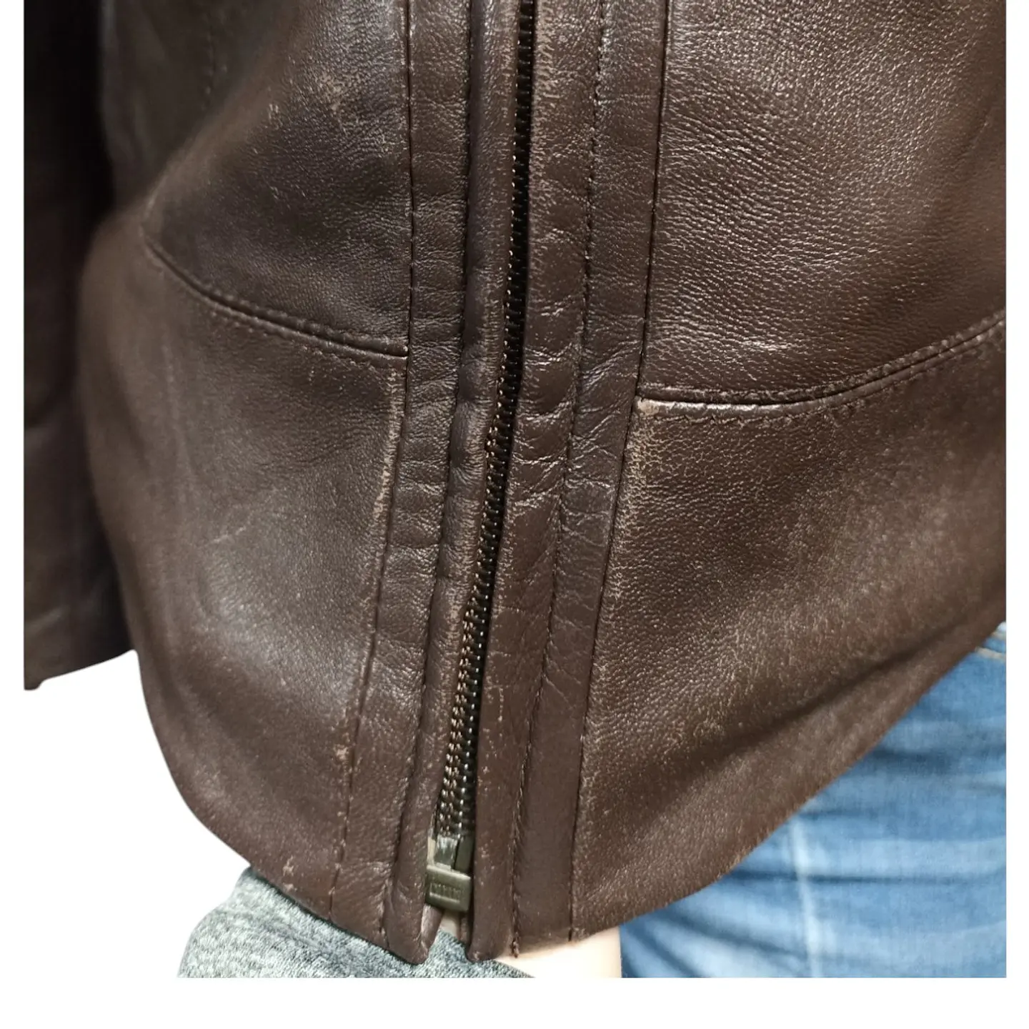 Chaqueta De Cuero Genuino Yvonne Marie - Talla L 9