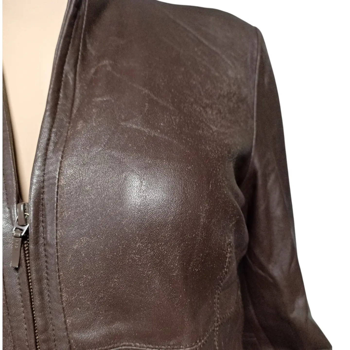 Chaqueta De Cuero Genuino Yvonne Marie - Talla L 10