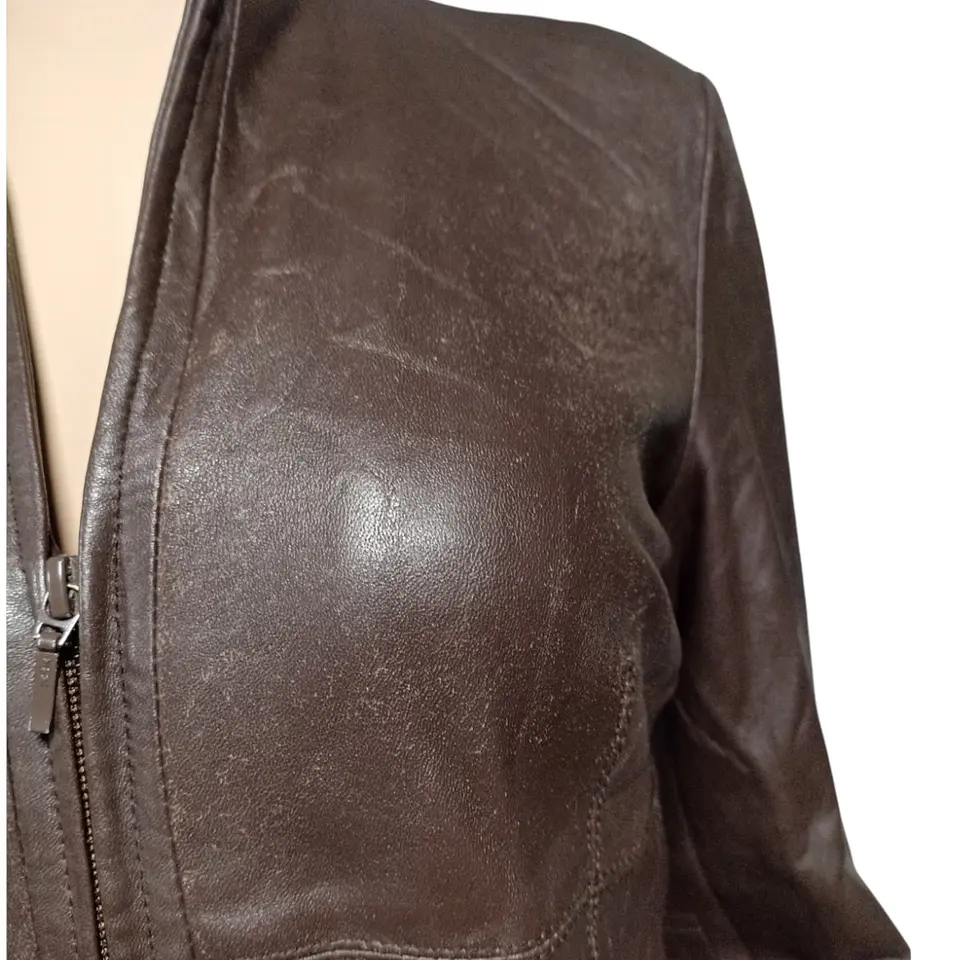 Chaqueta De Cuero Genuino Yvonne Marie - Talla L 10