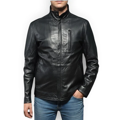 Chaqueta Vintage de Cuero Genuino Forrada - Talla M