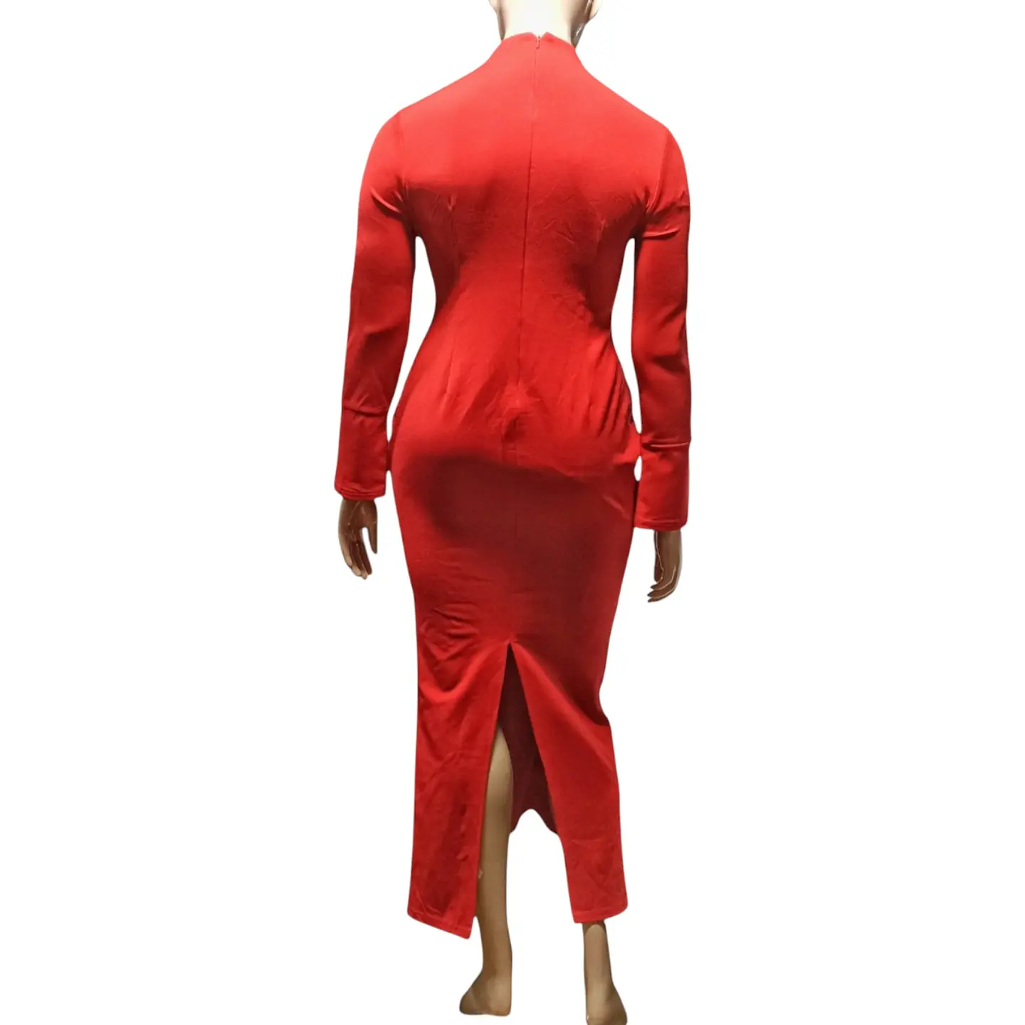 Maxi Vestido Rojo Ajustado de Manga - Talla XL 5
