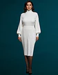Vestido Blanco Midi Tejido De Cuello Alto Eva Mendes Talla L - Miniatura 1