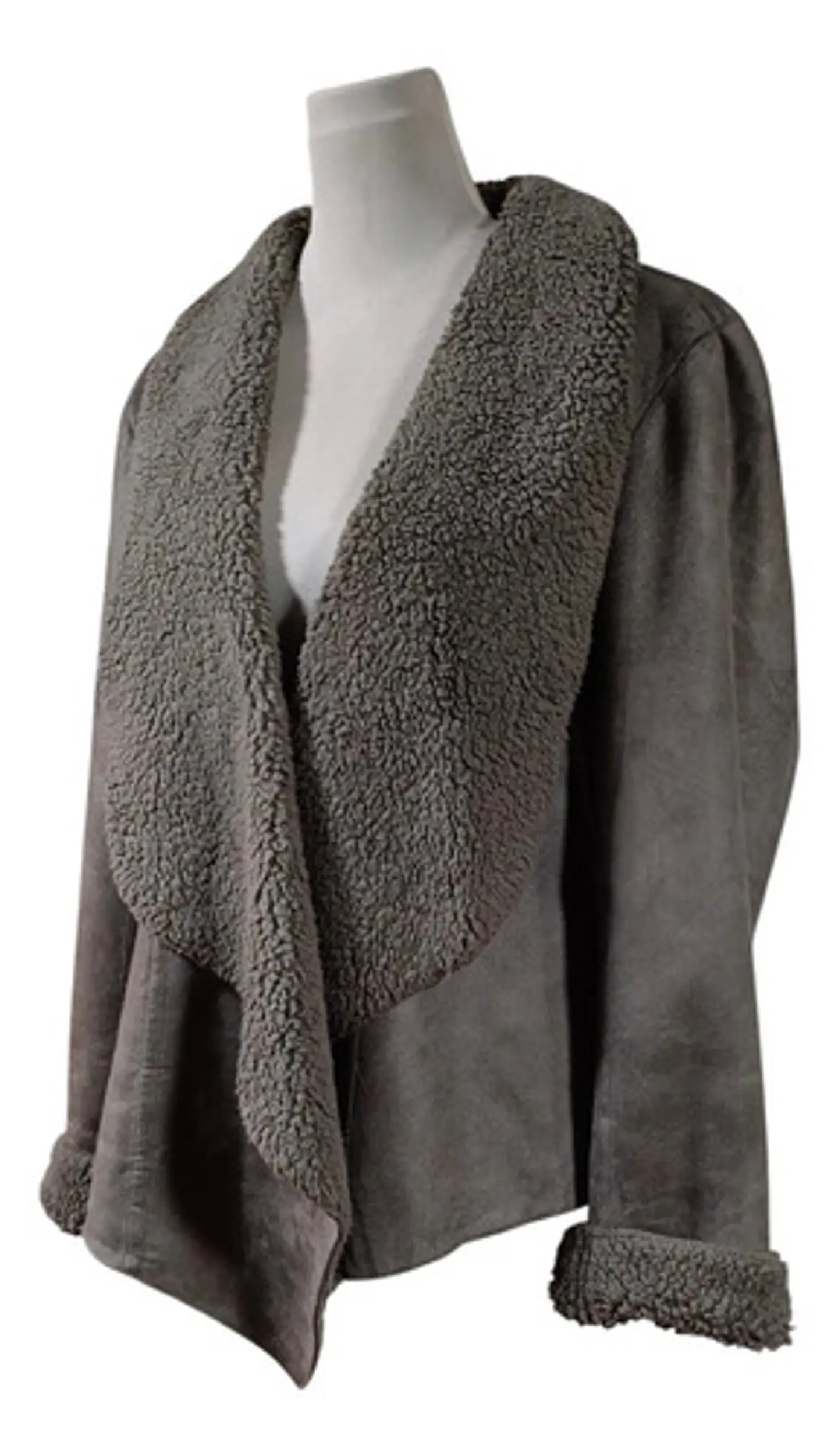 Chaqueta Abierta Tipo Gamulán Gamuza - Talla M Oversize 3