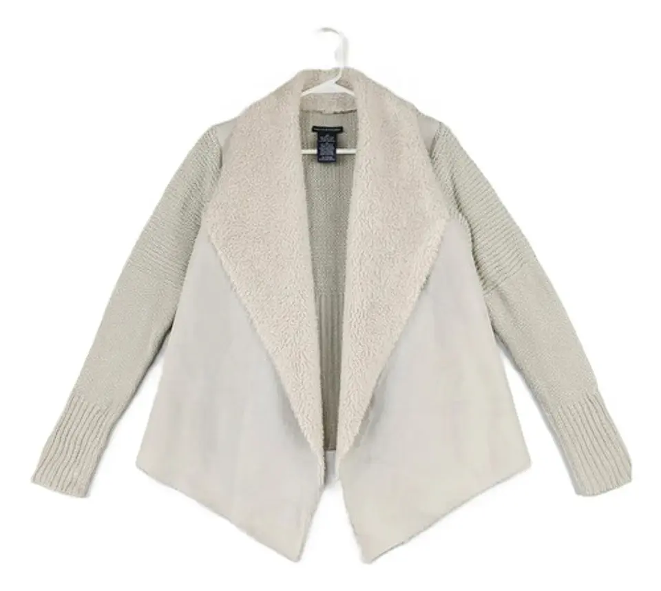 Chaqueta Abierta Tipo Cárdigan Tejido Y Gamuza - Talla XL 2