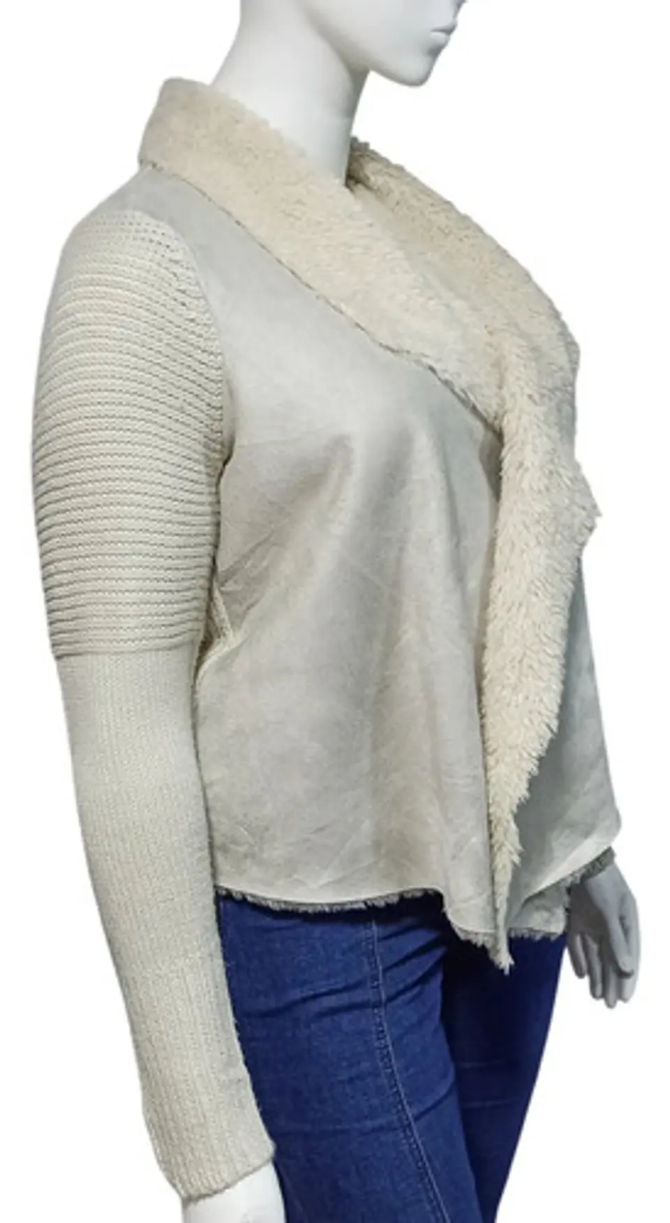 Chaqueta Abierta Tipo Cárdigan Tejido Y Gamuza - Talla XL 6