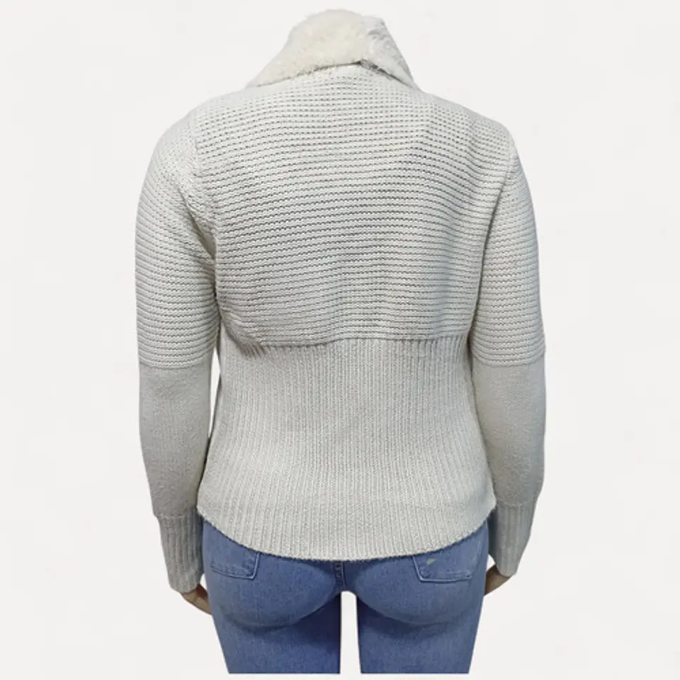 Chaqueta Abierta Tipo Cárdigan Tejido Y Gamuza - Talla XL 7