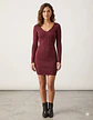 Vestido Suéter Burdeo Con Brillos Vera Wang - Talla XS - S - Miniatura 1