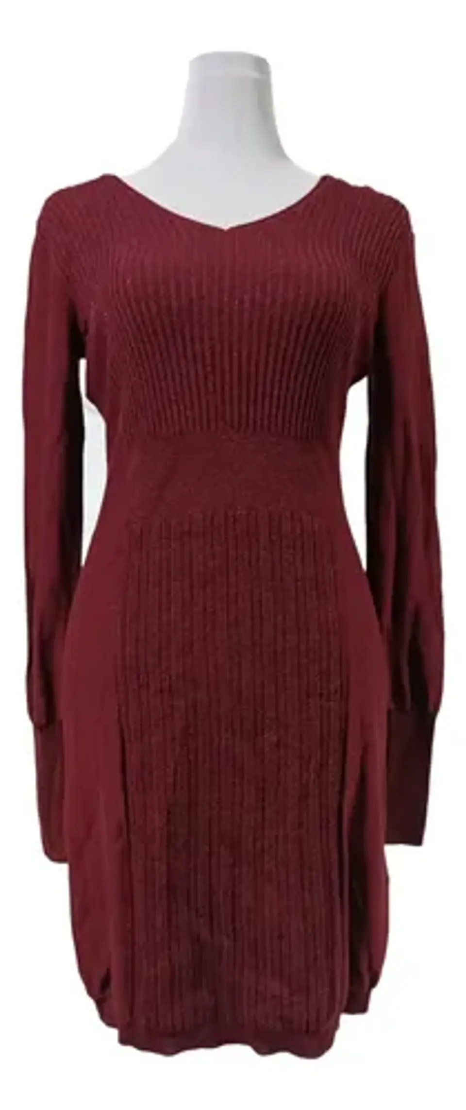 Vestido Suéter Burdeo Con Brillos Vera Wang - Talla XS - S 4