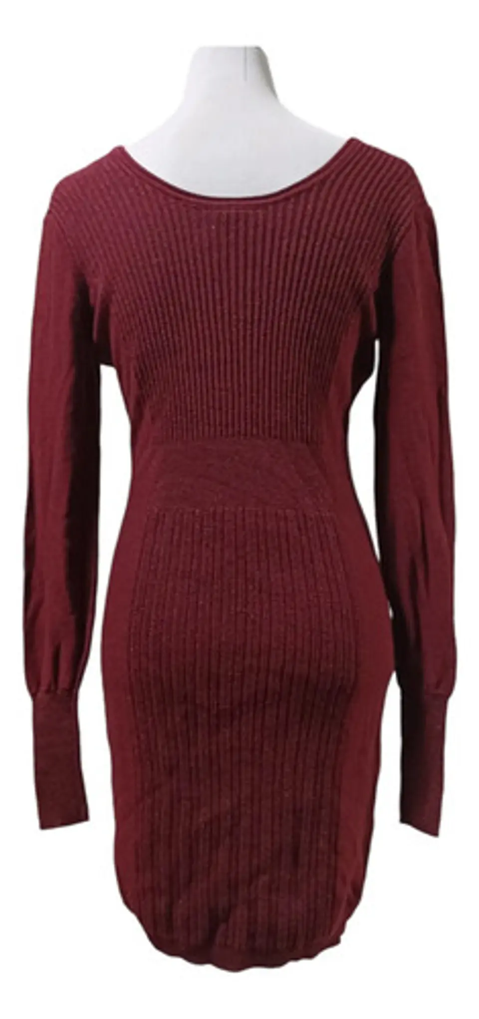 Vestido Suéter Burdeo Con Brillos Vera Wang - Talla XS - S 7