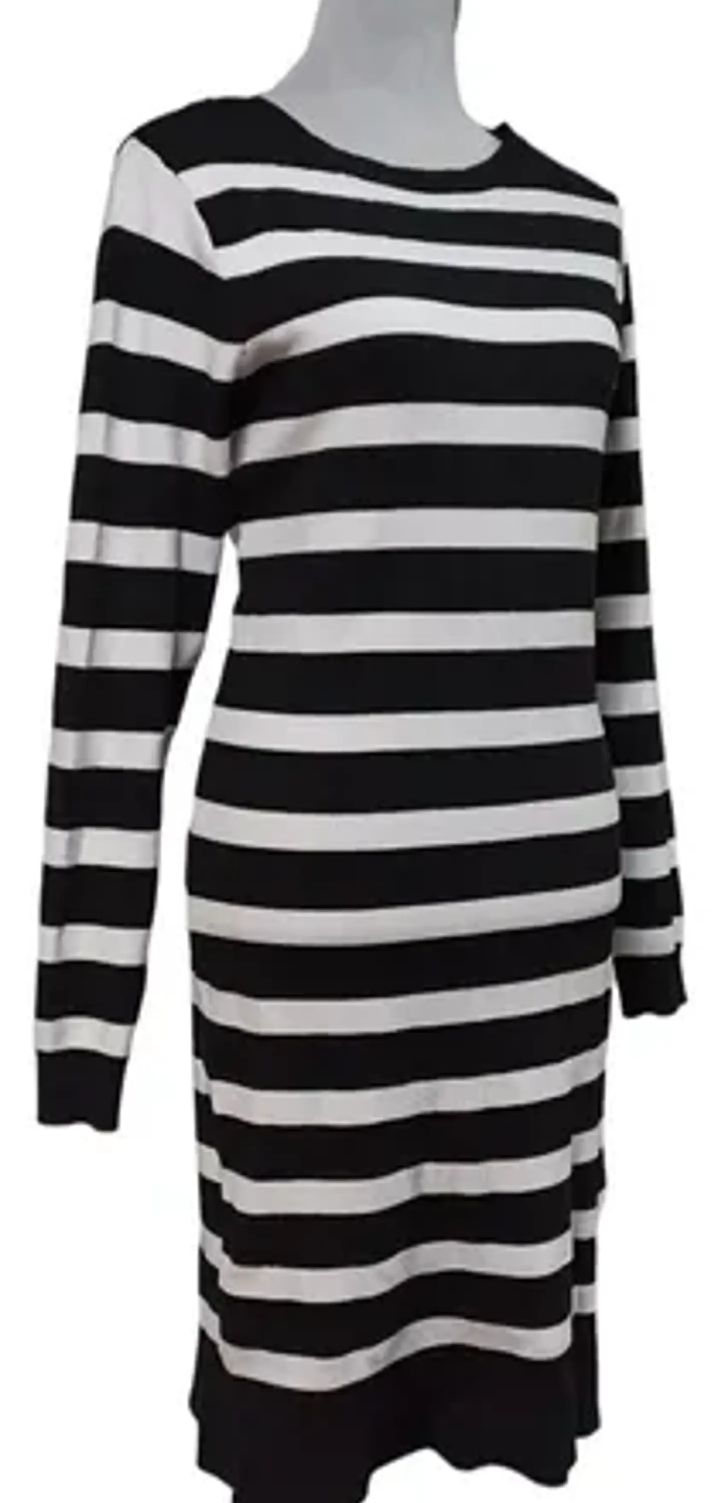 Vestido Midi de Punto a Rayas Blanco y Negro - Talla M 3