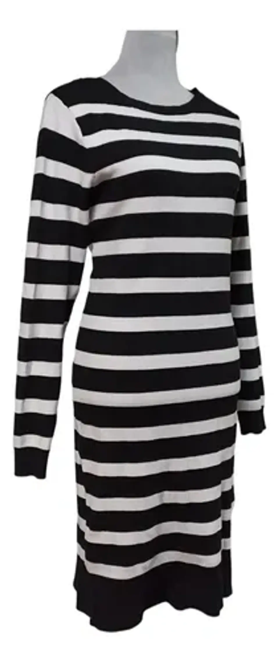 Vestido Midi de Punto a Rayas Blanco y Negro - Talla M 3
