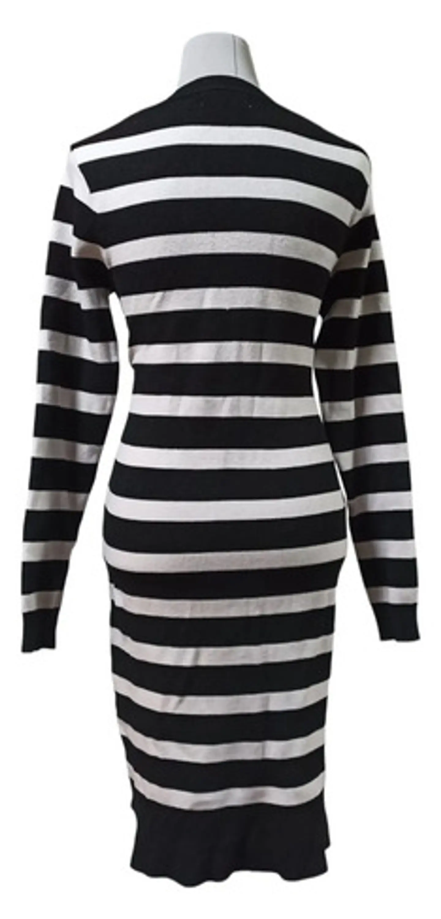 Vestido Midi de Punto a Rayas Blanco y Negro - Talla M 4