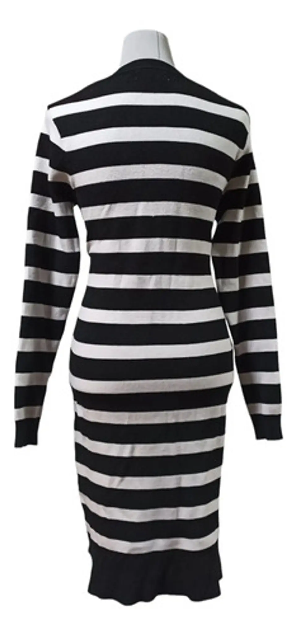 Vestido Midi de Punto a Rayas Blanco y Negro - Talla M 4